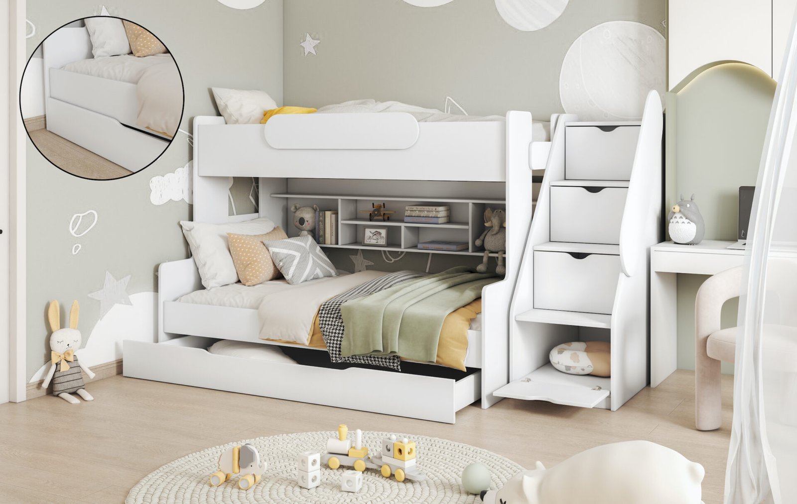 SEGAN triple bunk bed with shelves 90x200 cm - Image 8