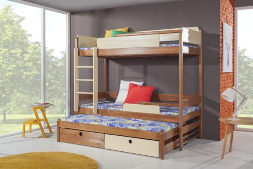 NATU III triple bunk bed with drawers 80×181 cm