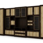 Very spacious TV wall cabinet with wardrobe 405 × 210 cm Sonoma Ciemna – LENA
