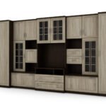 Very spacious TV wall cabinet with wardrobe 405 × 210 cm Sonoma Ciemna / Sonoma Jasna – LENA