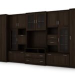 Very spacious TV wall cabinet with wardrobe 405 × 210 cm Sonoma Ciemna – LENA