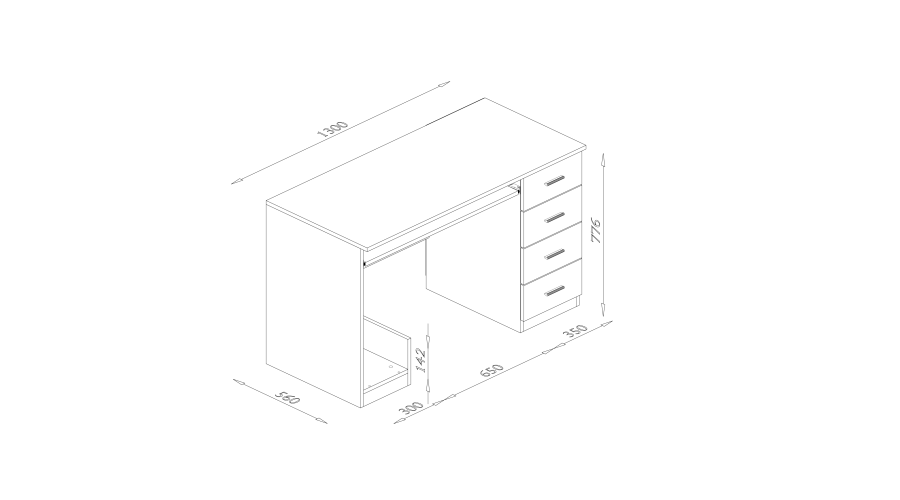 Youth desk with drawers and pull-out shelf 130 × 60 cm, Pink – MILA - Image 3