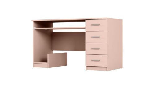 Youth desk with drawers and pull-out shelf 130 × 60 cm, Pink – MILA