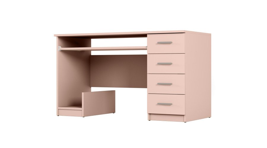 Youth desk with drawers and pull-out shelf 130 × 60 cm, Pink – MILA