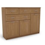 Large living room chest of drawers with cabinets and many drawers, 150 cm, Alder – GRANDE