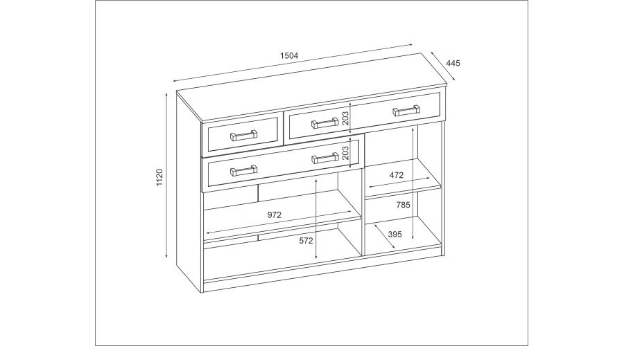 Large living room chest of drawers with cabinets and many drawers, 150 cm, Pink – GRANDE - Image 3