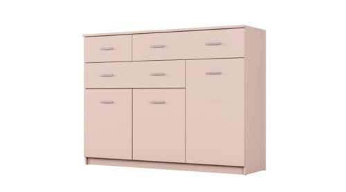 Large living room chest of drawers with cabinets and many drawers, 150 cm, Pink – GRANDE