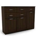 Large living room chest of drawers with cabinets and many drawers, 150 cm, Sonoma Ciemna – GRANDE