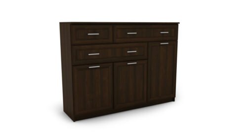 Large living room chest of drawers with cabinets and many drawers, 150 cm, Sonoma Ciemna – GRANDE