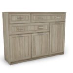 Large living room chest of drawers with cabinets and many drawers, 150 cm, Sonoma Jasna – GRANDE