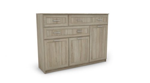 Large living room chest of drawers with cabinets and many drawers, 150 cm, Sonoma Jasna – GRANDE