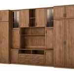 Large wall cabinet with spacious cabinets and display cases, 390 × 232 cm, Dab Artisan – SAWA
