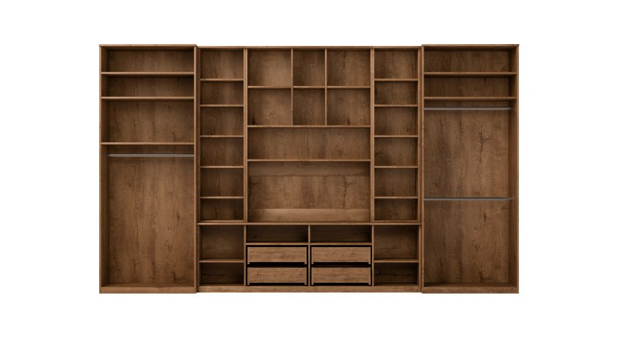 Large wall cabinet with spacious cabinets and display cases, 390 × 232 cm, Dab Lefkas – SAWA - Image 4