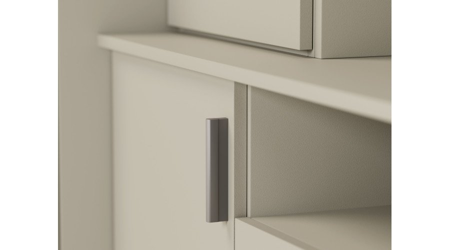 Large wall cabinet with spacious cabinets and display cases, 390 × 232 cm, Cashmere Beige – SAWA - Image 5