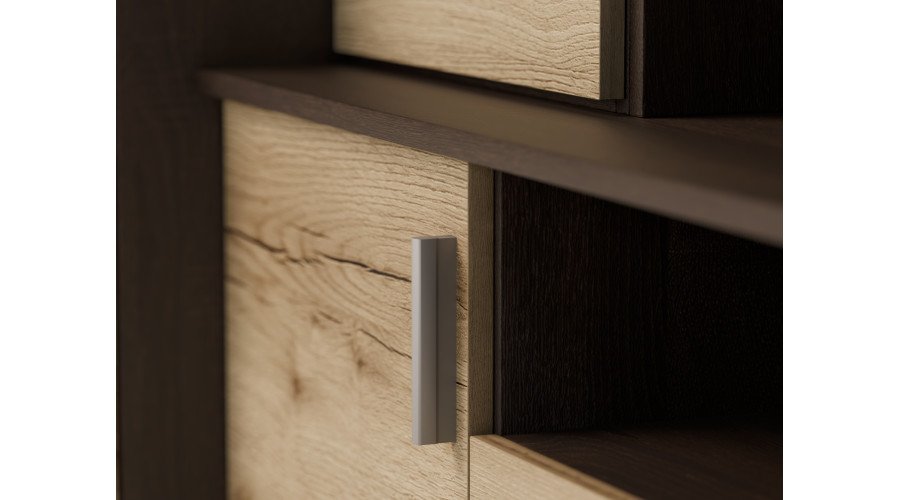Large wall cabinet with spacious cabinets and display cases 390 × 232 cm, Sonoma Ciemna / Grand Natural Oak – SAWA - Image 5