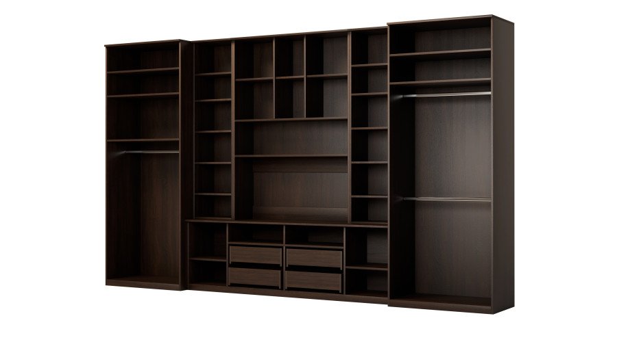 Large wall cabinet with spacious cabinets and display cases 390 × 232 cm, Sonoma Ciemna / Hamilton stain – SAWA - Image 4