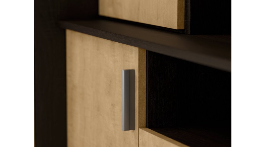 Large wall cabinet with spacious cabinets and display cases 390 × 232 cm, Sonoma Ciemna / Hamilton stain – SAWA - Image 5