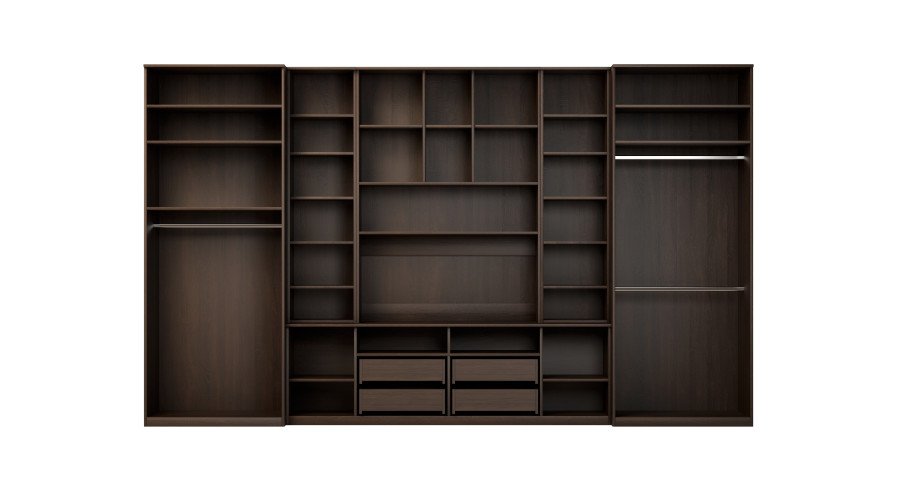Large wall cabinet with spacious cabinets and display cases 390 × 232 cm Sonoma Ciemna / Sonoma Jasna – SAWA - Image 4