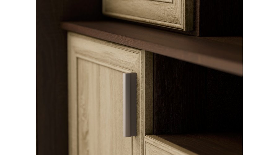 Large wall cabinet with spacious cabinets and display cases 390 × 232 cm Sonoma Ciemna / Sonoma Jasna – SAWA - Image 5