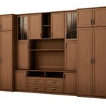 Large wall cabinet with spacious cabinets and display cases 390 × 232 cm Wiśnia Porto – SAWA