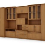 Large wall cabinet with spacious cabinets, display cabinets and bar 360 × 200 cm Alder – HAVANA