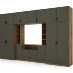 Elegant wall cabinet with cabinets and TV shelf 380 × 240 cm Lefkas / Grafit paint – DAKO