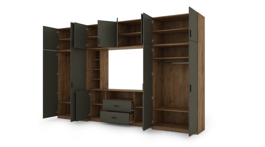Elegant wall cabinet with cabinets and TV shelf 380 × 240 cm Lefkas / Grafit paint – DAKO - Image 3