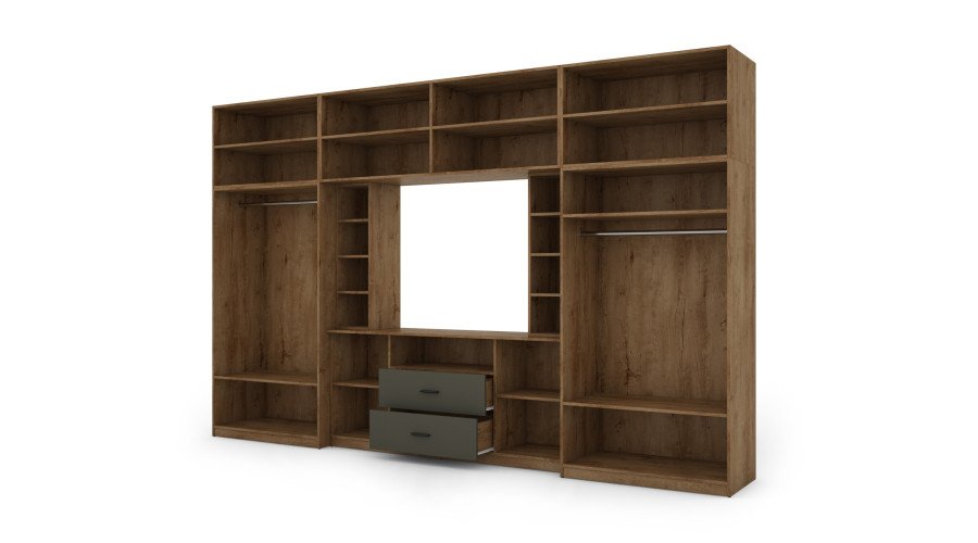 Elegant wall cabinet with cabinets and TV shelf 380 × 240 cm Lefkas / Grafit paint – DAKO - Image 4