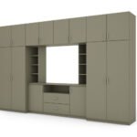 Elegant wall cabinet with cabinets and TV shelf 380×240 cm Eucalyptus – DAKO