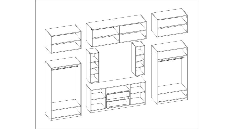 Elegant wall cabinet with cabinets and TV shelf, 380 × 240 cm, Cashmere Beige – DAKO - Image 6
