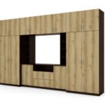 Elegant wall cabinet with cabinets and TV shelf 380 × 240 cm, Sonoma Dark / Grand Natural Oak – DAKO