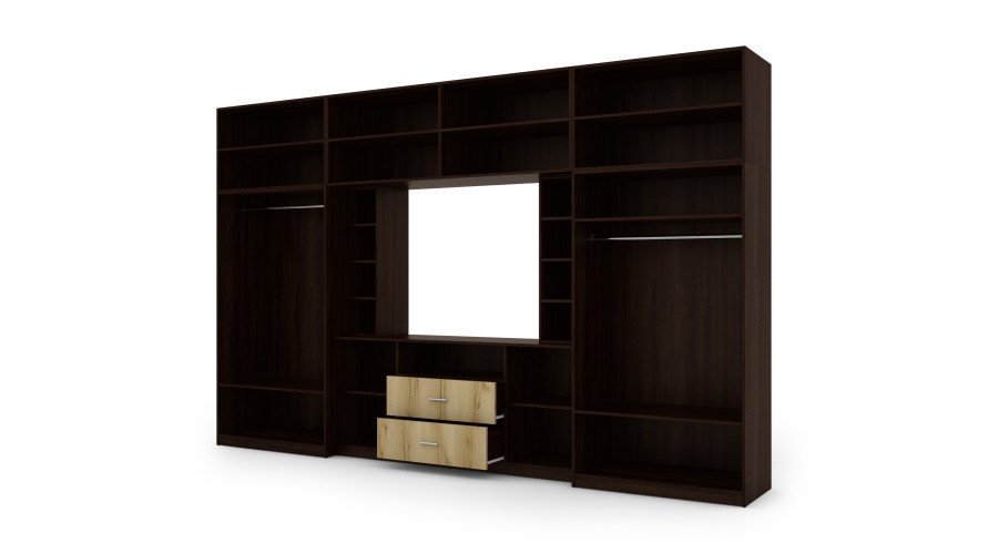 Elegant wall cabinet with cabinets and TV shelf 380 × 240 cm, Sonoma Dark / Grand Natural Oak – DAKO - Image 4