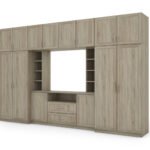 Elegant wall cabinet with cabinets and TV shelf 380 × 240 cm Sonoma Jasna – DAKO