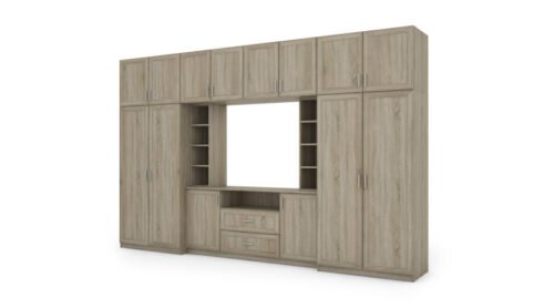 Elegant wall cabinet with cabinets and TV shelf 380 × 240 cm Sonoma Jasna – DAKO