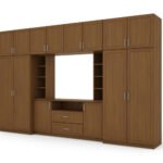 Elegant wall cabinet with cabinets and TV shelf 380×240 cm Wiśnia Porto – DAKO