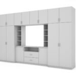 Elegant wall cabinet with cabinets and TV niche 380 × 240 cm, Biel – DAKO