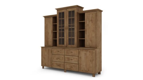Classic large display cabinet with cabinets and drawers, 210 cm, Dab Lefkas – ROYAL