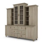 Classic large display cabinet with cabinets and drawers, 210 cm, Sonoma Jasna – ROYAL