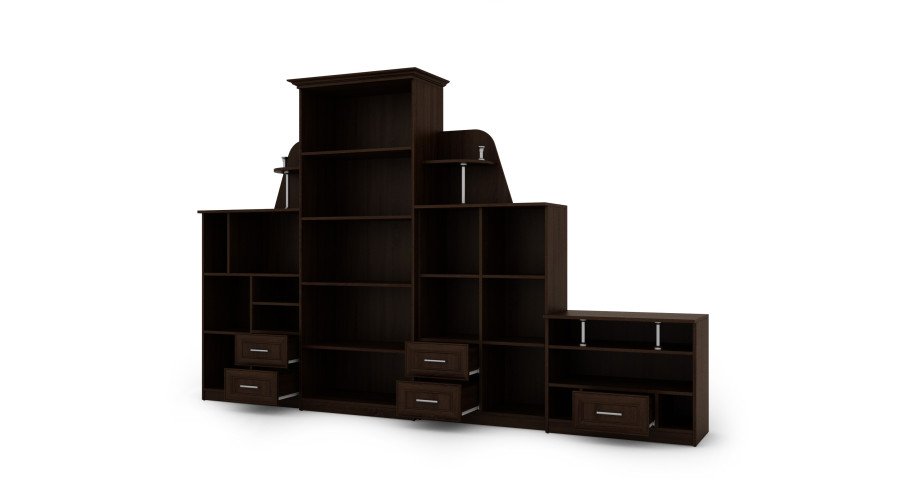 Classic wall cabinet with large glass display case, bar, linen cabinet and TV stand 240 × 207 cm Sonoma Ciemna – TEXAS + RTV - Image 3