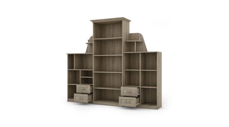 Classic wall cabinet with large glass display case, bar and linen cabinet 240 × 207 cm Sonoma Jasna – TEXAS - Image 3