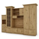 Classic wall cabinet with spacious wardrobe and bar 280 × 207 cm Dab Artisan – MILO