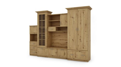 Classic wall cabinet with spacious wardrobe and bar 280 × 207 cm Dab Artisan – MILO