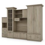 Classic wall cabinet with spacious wardrobe and bar 280 × 207 cm Sonoma Jasna – MILO