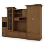 Classic wall cabinet with spacious wardrobe and bar 280×207 cm Wiśnia Porto – MILO