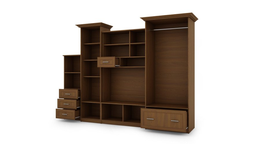 Classic wall cabinet with spacious wardrobe and bar 280×207 cm Wiśnia Porto – MILO - Image 3