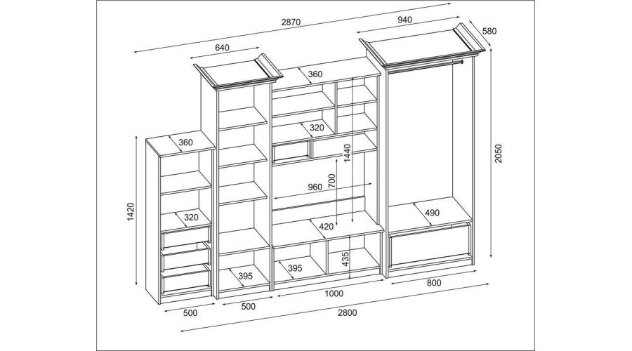 Classic wall cabinet with spacious wardrobe and bar 280×207 cm Wiśnia Porto – MILO - Image 5