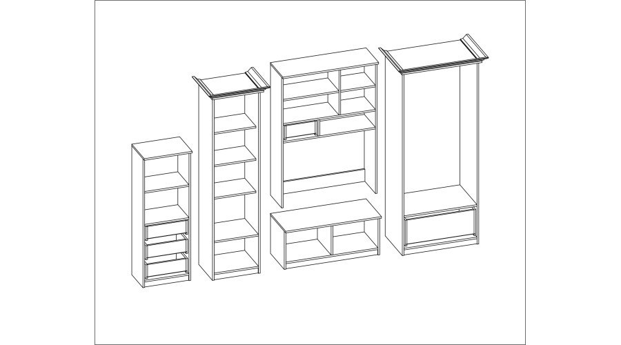 Classic wall cabinet with spacious wardrobe and bar 280×207 cm Wiśnia Porto – MILO - Image 6