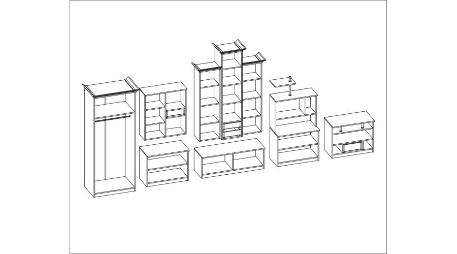 Classic wall cabinet with three display cabinets and a spacious wardrobe, 360 × 207 cm, Dąb Lefkas – HADES + Wardrobe - Image 6