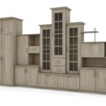 Classic wall cabinet with triple display window and spacious wardrobe 360 ​​× 207 cm Sonoma Jasna – HADES + Wardrobe