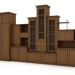 Classic wall cabinet with triple display window and spacious wardrobe 360 ​​× 207 cm Wiśnia Porto – HADES + Wardrobe